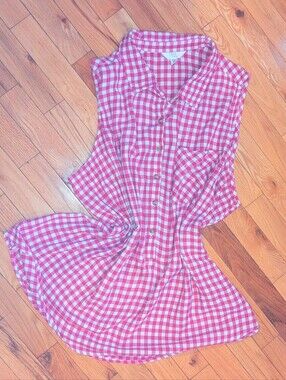 Time & Tru Sleeveless Summer Blouse Size 3X In Magenta & White Check